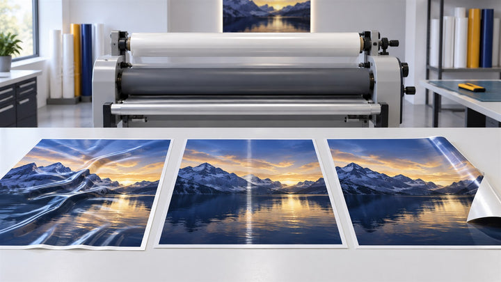 Laminated vinyl samples showing wrinkles tunnels and lifting edges