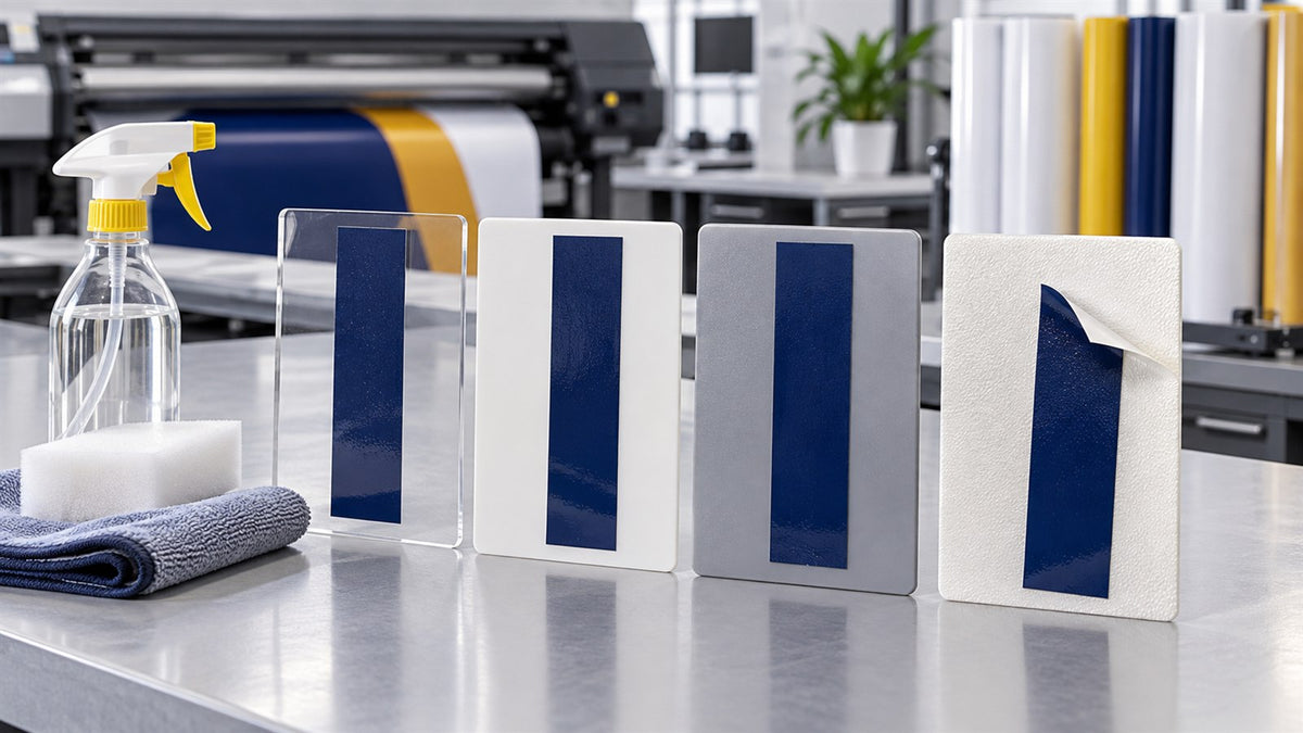 Vinyl adhesion test strips applied to plastics with different surface properties