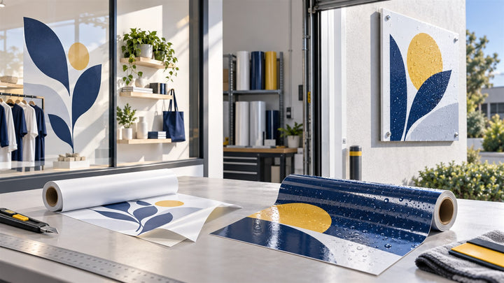 Indoor and outdoor printable vinyl applications compared in a sign production studio