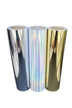 Graphictac holographic silver, silver chrome and gold chrome sample rolls