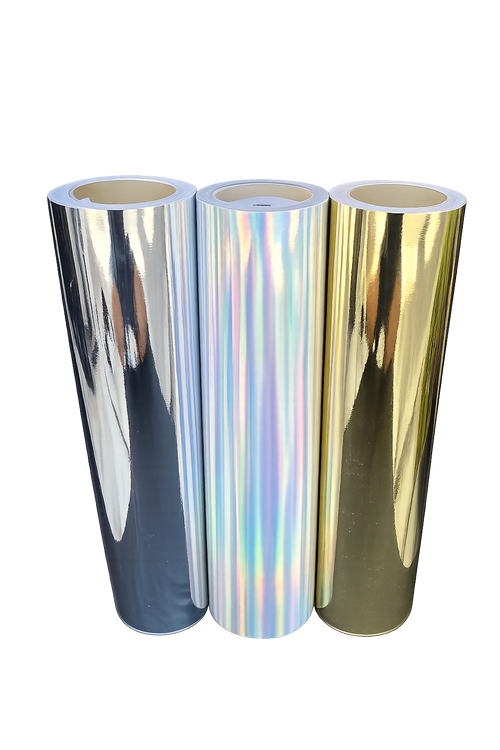 Graphictac holographic silver, silver chrome and gold chrome sample rolls
