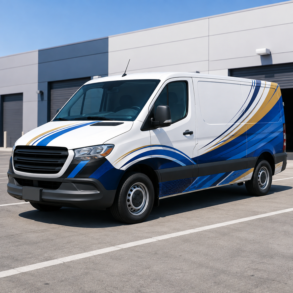 Printable fleet wrap vinyl applied to a service van