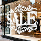 Clear polymeric overlaminate protecting a retail sale window graphic