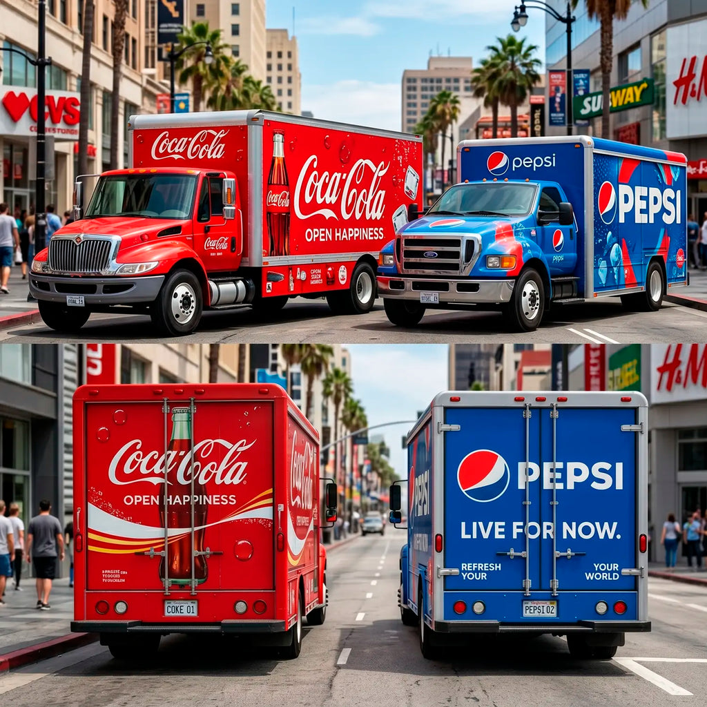Fleet wrap polymeric vinyl applied to commercial trucks