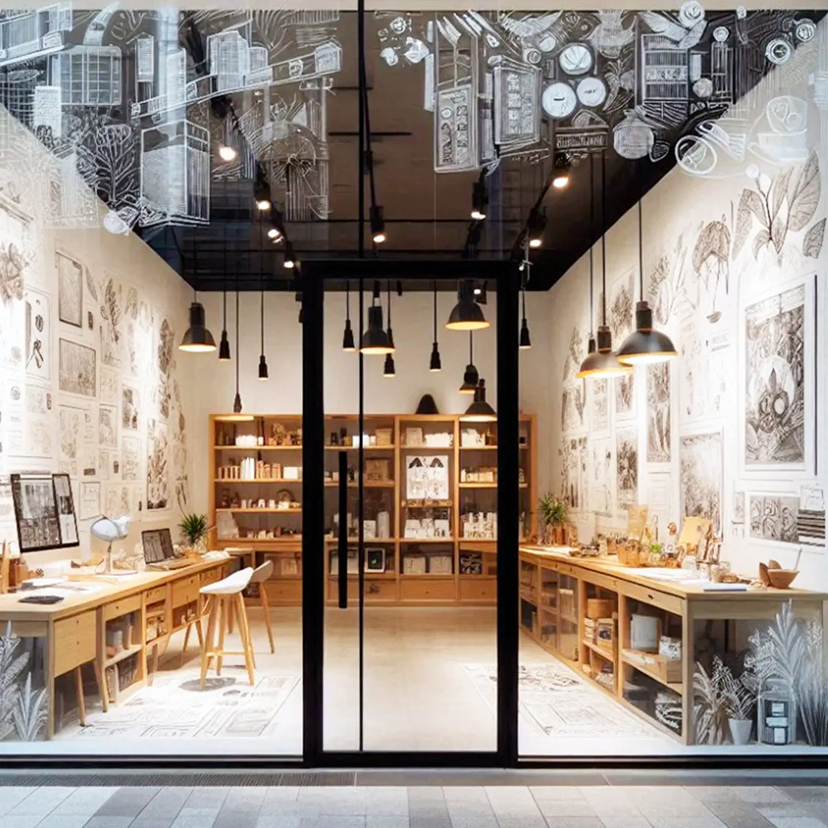 Optically clear printable vinyl used for storefront decoration
