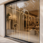 Gold chrome printable graphics on a retail storefront