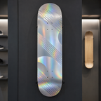 Rainbow holographic printable vinyl applied to a skateboard
