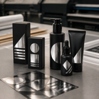 Silver metallic chrome labels on product packaging
