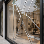 Silver chrome printable graphics on a retail storefront